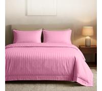Casabella Satin Stripe Duvet Cover Sets - Luxury Pink Bedding with Satin Stripes, Hotel Quality Super king Duvet Cover Stripe & Pillowcases