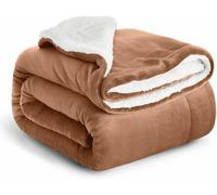 Casabella Sherpa Fleece Blanket - Blankets and Throws for Sofa Bed - Thick Warm Throw Blanket for Double Bed - Soft Fluffy Bedding, Travel Accessories - Double, Beige, 150x200cm