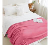 Casabella Sherpa Fleece Blanket - Blankets and Throws for Sofa Bed - Thick Warm Throw Blanket for Double Bed - Soft Fluffy Bedding, Travel Accessories - Double, Blush Pink, 150x200cm