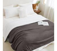 Casabella Sherpa Fleece Blanket - Blankets and Throws for Sofa Bed - Thick Warm Throw Blanket for Double Bed - Soft Fluffy Bedding, Travel Accessories - Double, Grey, 150x200cm
