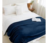 Casabella Sherpa Fleece Blanket - Double Size, Navy, 150X200Cm