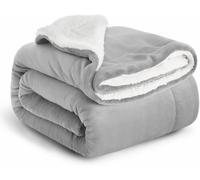 Casabella Sherpa Fleece Blanket - Plush Sofa Throw, Fleece Blanket for King Size Bed - Thick Warm Throw Blanket - Soft Fluffy Bedding, Travel Accessories - King Size Bed, Silver, 200x240cm