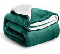 Casabella Sherpa Fleece Blanket - Queen Size, Forrest Green, 200x220cm