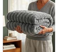 Casabella Throw Blanket - Ribbed Fleece Blanket - Soft Fluffy, Warm & Cosy Sofa Throw - Large Fleece Blanket for Sofa Bed, Couch, Bedding - King Size 200x240 - Charcoal