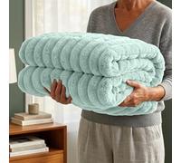 Casabella Throw Blanket - Ribbed Fleece Blanket - Soft Fluffy, Warm & Cosy Sofa Throw - Large Fleece Blanket for Sofa Bed, Couch, Bedding - King Size 200x240 - Duck Egg