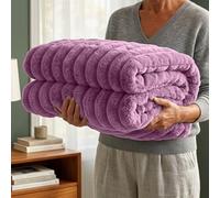 Casabella Throw Blanket - Ribbed Fleece Blanket - Soft Fluffy, Warm & Cosy Sofa Throw - Large Fleece Blanket for Sofa Bed, Couch, Bedding - King Size 200x240 - Winter Berry