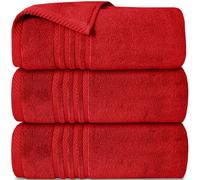 Casabella Towels - 3 Pack Bath Sheets - Large Bath Towel 80x140 cm - 100% Zero-Twist Cotton Highly Absorbent Towel Set - Super Soft Towels For Bathroom - Red