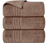Casabella Towels 3 Pack Bath Sheets Large Bath Towel 80X140 Cm 100% Zero-Twist Cotton Highly Absorbenttowels Truffle