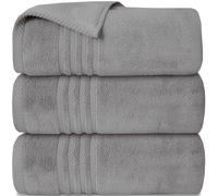 Casabella Towels - 3 Pack Bath Sheets - Large Bath Towel 80x140 cm - 100% Zero-Twist Cotton Highly Absorbent Towel Set - Super Soft Towels For Bathroom - Silver