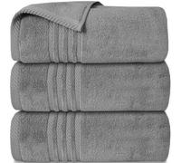 Casabella Towels 3 Pack Bath Sheets Large Bath Towel 80X140 Cm 100% Zero-Twist Cotton Highly Absorbent Towels Silver