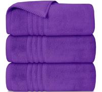 Casabella Towels - 3 Pack Bath Sheets - Large Bath Towel 80x140 cm - 100% Zero-Twist Cotton Highly Absorbent Towel Set - Super Soft Towels For Bathroom - Purple