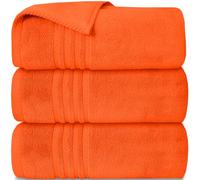 Casabella Towels - 3 Pack Bath Sheets - Large Bath Towel 80x140 cm - 100% Zero-Twist Cotton Highly Absorbent Towel Set - Super Soft Towels For Bathroom - Orange