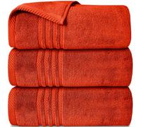 Casabella Towels - 3 Pack Bath Sheets - Large Bath Towel 80x140 cm - 100% Zero-Twist Cotton Highly Absorbent Towel Set - Super Soft Towels For Bathroom - Orange