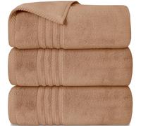 Casabella Towels - 3 Pack Bath Sheets - Large Bath Towel 80x140 cm - 100% Zero-Twist Cotton Highly Absorbent Towel Set - Super Soft Towels For Bathroom - Truffle