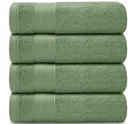 Casabella Towels - Luxury Athens Bath Sheets - 100% Cotton Super Soft Large Bath Towel - 4 Pack Quick Dry Towel Bath Sheet - Highly Absorbent Smoke Green Bathsheets - Large Bathroom Towels