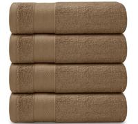 Casabella Towels - Luxury Athens Bath Sheets - 100% Cotton Super Soft Large Bath Towel - 4 Pack Quick Dry Towel Bath Sheet - Highly Absorbent Beige Bathsheets - Large Bathroom Towels