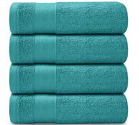 Casabella Towels - Luxury Athens Bath Sheets - 100% Cotton Super Soft Large Bath Towel - 4 Pack Quick Dry Towel Bath Sheet - Highly Absorbent Aqua Sky Bathsheets - Large Bathroom Towels