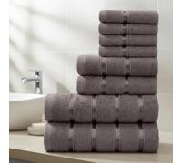 Casabella Towels Set - 8 Pc Towels for Bathroom - Bath Towel Set 100% Cotton - 2 Bath Towels, 2 Hand Towels, 4 Face cloth - Quick Dry Hotel Quality Bathroom Towels Bale Set Grey
