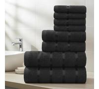 Casabella Towels Set - 8 Pc Towels for Bathroom - Bath Towel Set 100% Cotton - 2 Bath Towels, 2 Hand Towels, 4 Face cloth - Quick Dry Hotel Quality Bathroom Towels Bale Set Black