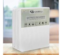 Casabella Waterproof Mattress Protector - Zippered Mattress Encasement - Mattress Protector Double Bed - Double Mattress Protector 137x190+30cm - Anti Allergy, Anti Bug Bed Fitted Mattress Protector