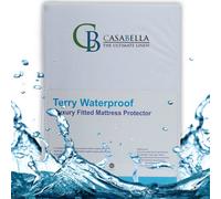 Casabella New Waterproof Terry Towel Matress Protector 12" Fitted Bed Cover Polycotton Mattress Protectors (Super King, Waterproof)
