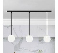 Casablanca Acai hanging light, white/black, long, 3-bulb, 16 cm