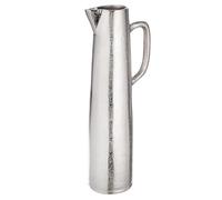 Casablanca Brocca Handle Vase Made of Aluminium - Silver - Antique Finish - Height 40 cm x Diameter 11 cm
