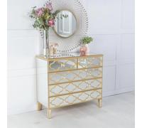 Casablanca Chest - 3+2 Drawer - Mirrored - Gold Trim