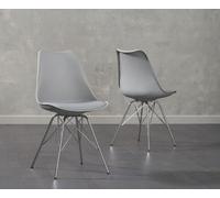 Casablanca Chrome Leg Light Grey Faux Leather Chairs (Pair)