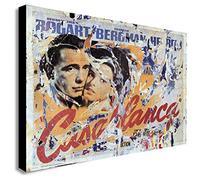 Casablanca - Classic Movie - Distressed - Canvas Wall Art Framed Print - Various Sizes (A3 16x12 inches)