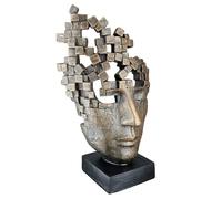 Casablanca Decorative Figure Sculpture Man Face - Decorative Figure Made of Resin Colour: Bronze - Decoration Gift Birthday Height 30 cm