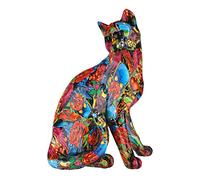 Casablanca Decorative Figure Sculpture Street Art - Cat Wild Cat Made of Resin - Gift for Cat Lovers - Colour: Multicoloured Graffiti Height 29 cm