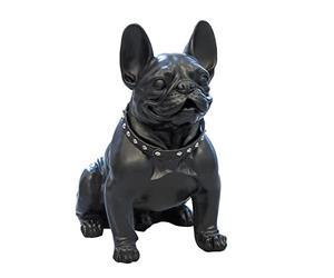 Casablanca Decorative Figurine Dog Bulldog - Poly Black Collar with Lace Rivets - Height 42.5 cm