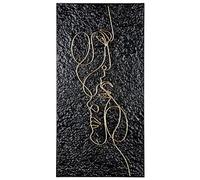 Casablanca Decorative Relief Wall Decoration - Large Picture XL with Face Features - Handmade Metal - Colour: Gold on Black Background - 41 x 81 cm