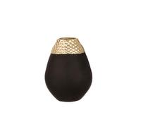 Casablanca Empire Vase, Aluminium, Height 21 cm, Gold-Black, Bulbous Decorative Vase