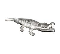 Casablanca Figurine Spike Crocodile - Aluminium - Silver Antique Finish - Textured - Width 58 cm - Decoration - Home Accessory - Gift - Sculpture