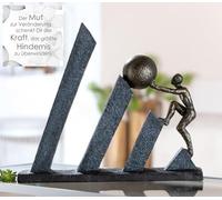 Casablanca Forward Sculpture Resin Antique Finish Anthracite/Copper Ball & Man Motif H 27.5 cm W 32 cm D 8 cm Decorative Art Statue Home Accessory