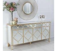 Casablanca Large Sideboard - 170cm - 4 Door - Mirrored - Gold Trim
