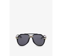 Casablanca Mens Black Gold Ew023c1 Aviator-frame Acetate Sunglasses