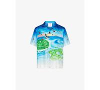 Casablanca Mens Casablanca Beyond Destiny Short-Sleeve Silk-Twill Shirt Blue XL