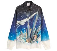 Casablanca Men's Classic Long Sleeve Patterned Silk Shirt Blue