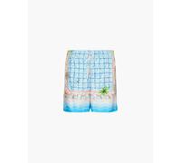 Casablanca Mens Le Plongeon Graphic-print Drawstring-waist Silk Shorts S