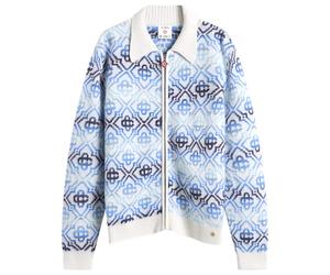 Casablanca Men's Space Dye Monogram Zip Up Blue