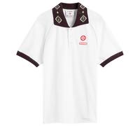 Casablanca Men's Textured Pique Chenille Collar White Raglan Polo