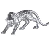 Casablanca Modern Figure Sculpture Design Cheetah, Polyresin, Antique Silver, Length 28 cm