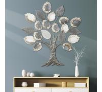 Casablanca modernes Design Big Tree Wall Relief Metal Shiny Textured Tree Shape Grey 104 x 93 x 5 cm