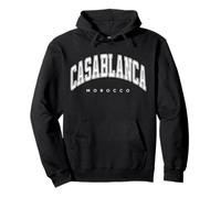 Casablanca Morocco Varsity Style White Text Pullover Hoodie