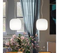 Casablanca Murea hanging light, white, glass, 2-bulb, 25 cm, E27