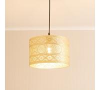 Pair of - Easy Fit Moroccan Style Gold Ceiling Pendant Drum Light Shade for Living Room Bedroom Hallway - LED Bulbs Included