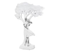 Casablanca Resin Love Look Sculpture - Tree and Couple Shape - Matte Metallic Look - Height 44 cm - White